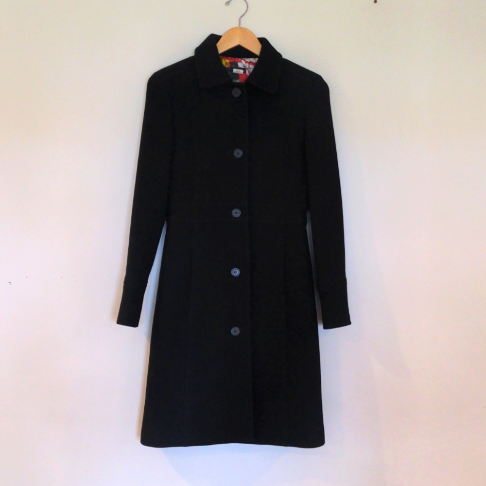 J.Crew Black Italian Wool Double Cloth Lady Day Coat Sz 2